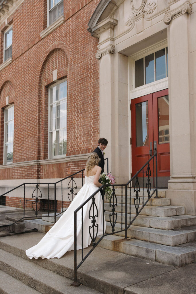 Documentary wedding photography in downtown Bardstown KY.
