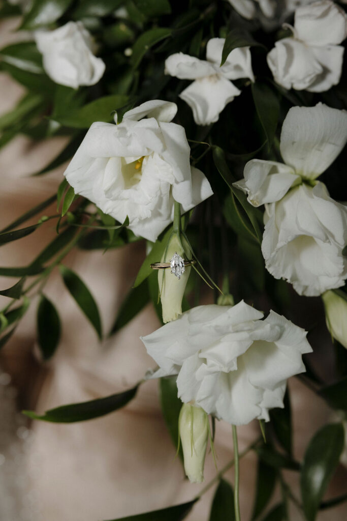 Wedding ring detail photo taken by a luxury documentary wedding photographer.